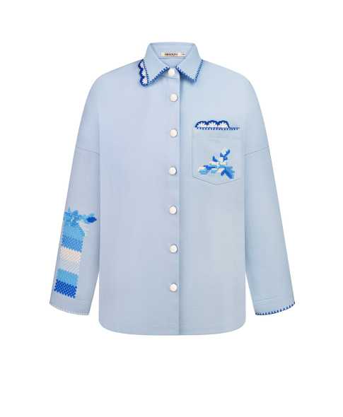 "The Bloom of Bukovyna" blue women's jacket photo
