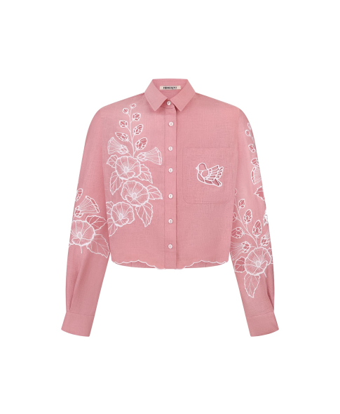 "Mallow" pink crop blouse photo