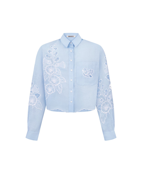 "Mallow" blue crop blouse photo