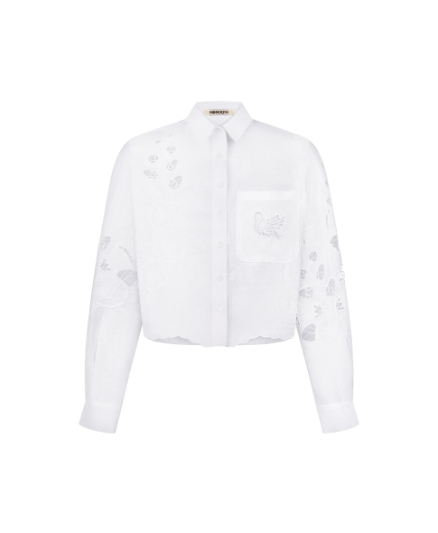 “Mallow” white crop blouse photo