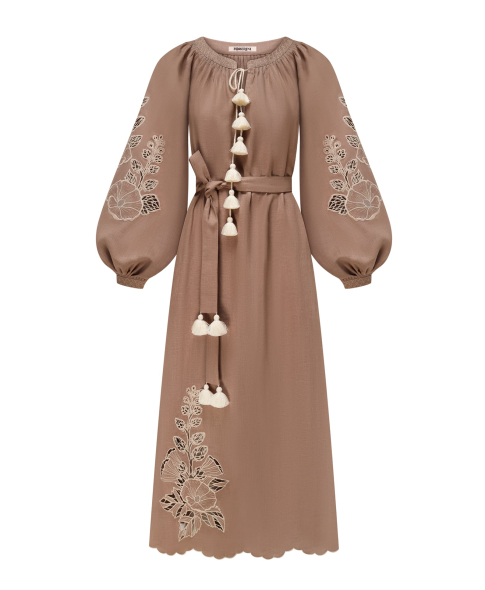 "Mallow" brown midi-dress photo