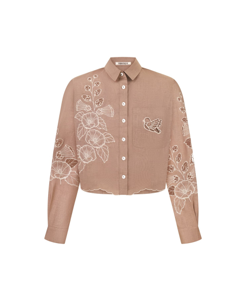 "Mallow" brown crop blouse photo